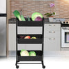 3 Tier Slim Kitchen Storage Trolley Cart Rack Shelf Fruit Basket Rolling Wheel