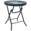 Bistro Table Black Steel and Glass Garden Side Tea Tables Furniture