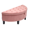 Velvet Padded Storage Ottoman Pouffe Stool Semi-Round Hallway Bed End Bench Seat