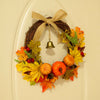 Fall Door Pumpkin Wreath Autumn Color Maple Leaf Bell Wreaths Garland LED Lights