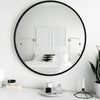 Large Industrial Style Round Wall Mirror Brushed Black Metal Frame 60cm Mirror