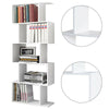 Wood Bookcase Bookshelf S Shape 5 Tier Shelves Free Standing Shelving Storage