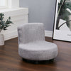 Home Small Sofa Chair Linen Fabric Padded Footstool With Black Wood Leg