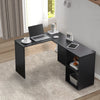 L-Shaped Home Office Desk Corner Computer Desk Black/White for Home Study Work