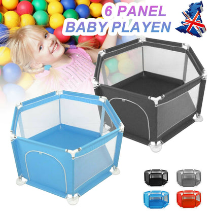 Baby Playpen by Millhouse 6 Sides with Round Zipper Door Play Pen for Toddlers