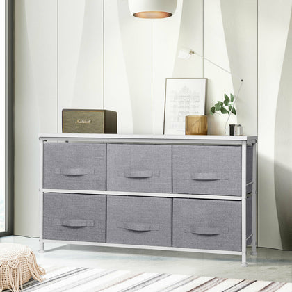 2-tier Fabric Chest of 6 Drawer Bedroom Furniture Hallway Storage Metal Frame