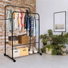 Deluxe Double-Rail Clothes Garment Hanging Drying Rack w/ 2 Tier Shoe Shelves