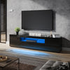 200cm High Gloss Black TV Stand Cabinet Unit Living Room Furniture with RGB LED