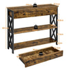 Industrial Console Table with Drawer & 2 Open Shelves Versatile Entryway Table