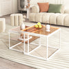 Nest Of 2 Nesting Tables Side End Coffee Table Metal Legs Brown Glass Table Top