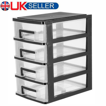 4 Tier Plastic Storage Drawers Home Office Tower Unit Organizer Tidy Paper Rack