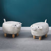 Grey Pig Animal Faux Suede Upholstered Footstool Ottoman Stool Footrest Wood Leg