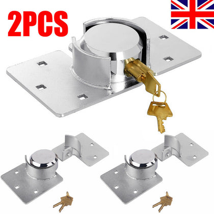 2PCS VAN LOCK GARDEN SHED 73MM SECURITY PADLOCK AND HASP SET CHROME PLATED NEW