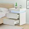 High Gloss Front 2 Drawers Bedside Table Cabinet LED Nightstand Black/White Unit