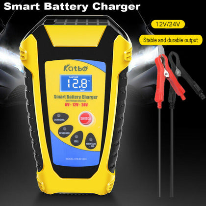 UK Car Battery Charger Vehicle Motorcycle Pulse Repair Heavy Duty 6V 12V 24V