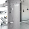 Square Thermostatic Shower Bar Mixer Valve Tap Chrome Bathroom Twin Outlet