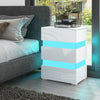 High Gloss Front Chest of 3 Drawers Bedside Table Cabinets LED Light Nightstand