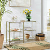 Mid Century Modern Console Table Tempered Glass Sideboard Large Shelf Storage