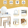 Modern Makeup Table Set Vanity Dressing Table W/ Stool LED Mirror & 4 Drawers