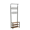 Heavy Duty Metal 18 Hooks Hat Coat Stand Clothes Shoe Rack Hanger w/Wooden Shelf
