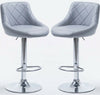 2 × GREY Bar Stools Leather Chairs Breakfast Chairs Swivel Gas Lift Kitchen (GREY)