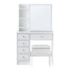 White Dressing Table Stool Vanity Set Makeup Desk 5 Drawers with Sliding mirror