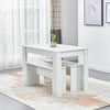 Modern Dining Table Set with 2 Bench Chair Wooden Dining Room Kitchen Commercial
