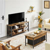 TV Unit, TV Stand Cabinet, Retro TV Console Table with Open Storage Compartments