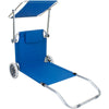 Sun Lounger Wheeled Portable Outdoor Garden Patio Beach Day Bed Deck Chair Shade