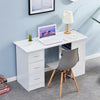 White Computer Desk w/ 3 Drawers 3 Shelves PC Table Home Office Study Furniture