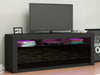 Modern TV Unit Cabinet Stand - Black Matt Body & High Gloss Doors RGB LED Light