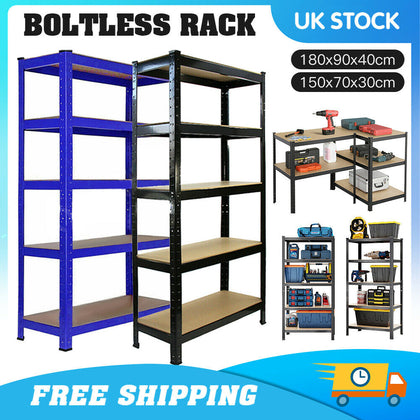BOLTLESS METAL SHELVING RACK WAREHOUSE SHED GARAGE STORAGE SHELVES UNIT 5 TIER