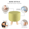 Fabric Ottoman Wooden Footstool Foot Stool Rest Pouffe Seat Cotton Linen Green