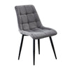 Set of 2 Blue Grey Velvet Dining Chairs Dinning Kitchen Room Metal Leg Padded