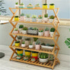 4/5 Tier Folding Bamboo Plant Stand Flower Pot Bonsai Display Storage Book Shelf