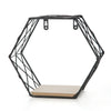 Wood Geometric Hexagonal Design Wall Wire Frame Storage Frame Shelf