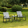 3 Pieces Outdoor Patio Bistro Set w/ 2 Rocking Chairs and Small Coffee Table