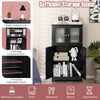 Bathroom Floor Cabinet Freestanding Storage Cupboard W/ 2 Tempered Glass Doors