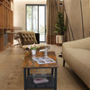 40'' Wood Coffee Table w/Storage Shelf Rustic Rectangular Table for Living Room