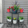 Outdoor Indoor Pot Plant Stand Garden Decor Flower Rack Wrought Iron 4 Wheeler
