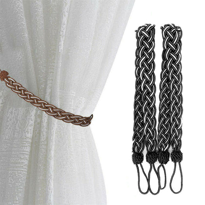 2x Braided Plain Thick Satin Rope Modern Curtain Tie Backs- Tiebacks& Holdbacks