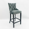 Dark Grey Velvet Bar Stool Knocker Studded Kitchen Breakfast Bar Stools Chair