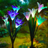 2Pcs 4 LED Solar Power Lily Flower Stake Lights Outdoor Garden Decor Patio Lamp