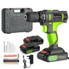 21V CORDLESS DRILL DRIVER SET 2 LI-ION BATTERY LED ELECTRIC SCREWDRIVER COMBI