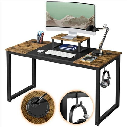 Large Computer Desk with Movable Monitor Stand for Gaming/Writing/Home Office