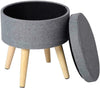 Luxury Padded Wooden Footstool Ottoman Square Round Pouffe Stool Wooden 4 Legs