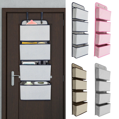 4-Layer Door Hanging Pockets, Shoe Storage Organiser Bag With Two Hanger Hooks