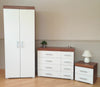 Bedroom Furniture Set *White & Walnut* Wardrobe 4+4 Drawer Chest Bedside Cabinet