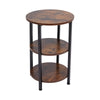 Vintage Wooden Sofa Side Table 3 Tier Small Coffee Table with Metal Legs Stand