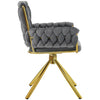 Velvet Dining Chair Swivel Chair Upholstered Armchair with Four Metal Legs HT